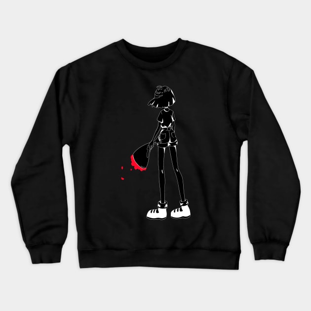 Sad Lofi Aesthetic Anime Girl Holding Roses Crewneck Sweatshirt by Lemonelyyy